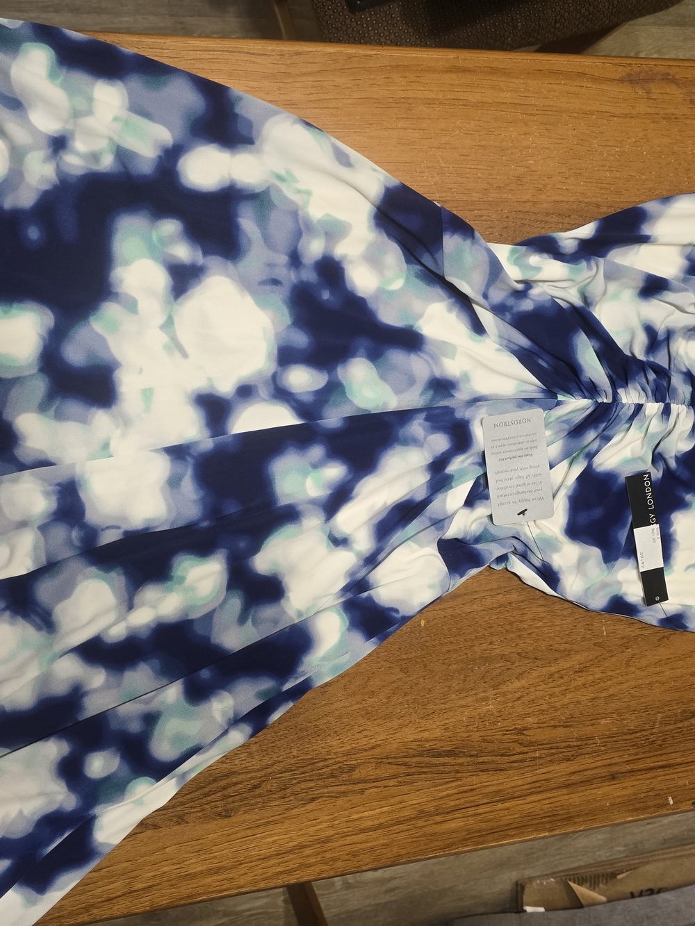 Fashion Nova Blue White Abstract Maxi Dress